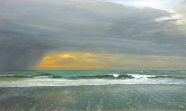 Breaking in the Light by Peter Polites, oil on panel, 30 x 18 inches